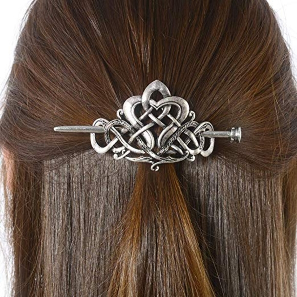 Silver Celtic Knot Hair Pin Slide Hair Accessory - Picture 5 of 6